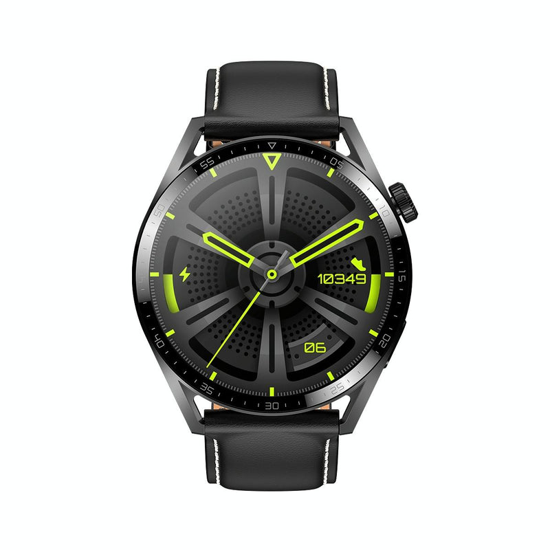 1.36 Inch Round Screen Bluetooth Smart Watch With Leather Strap - Silver