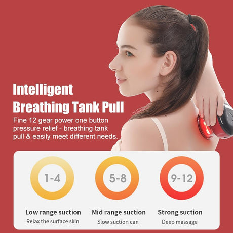 12-Speed Electric Cupping Massage Device Fast Charging - Black