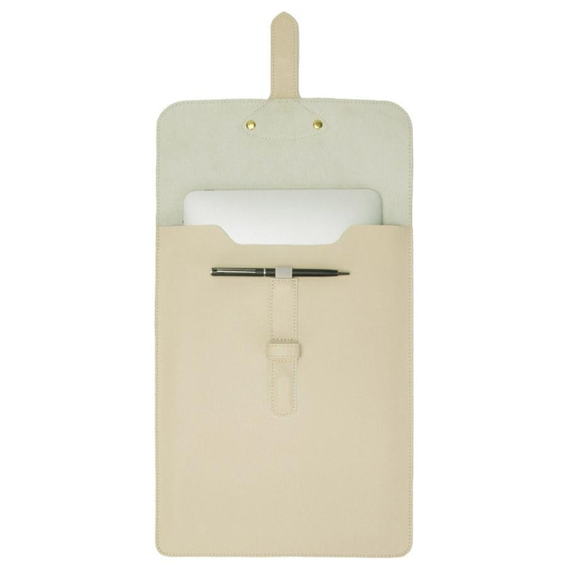 3-in-1 Waterproof Leather Laptop Liner Bag - 14 Inches - Light Yellow