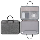 14-inch Waterproof Leather Computer Bag - Fully Open & Portable - Gray Black