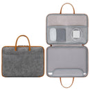 14-inch Waterproof Leather Computer Bag - Fully Open & Portable - Gray Black