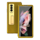 For Samsung Galaxy Z Fold4 5G Flip Case With Tempered Film - Textured Hinge - Red