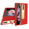 For Samsung Galaxy Z Fold4 5G Flip Case With Tempered Film - Textured Hinge - Red