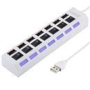 7-Port Usb Hub With High Speed 480Mbps On / Off Switch & 7 Leds - Black