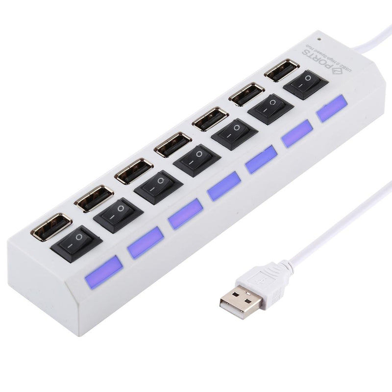 7-Port Usb Hub With High Speed 480Mbps On / Off Switch & 7 Leds - Black
