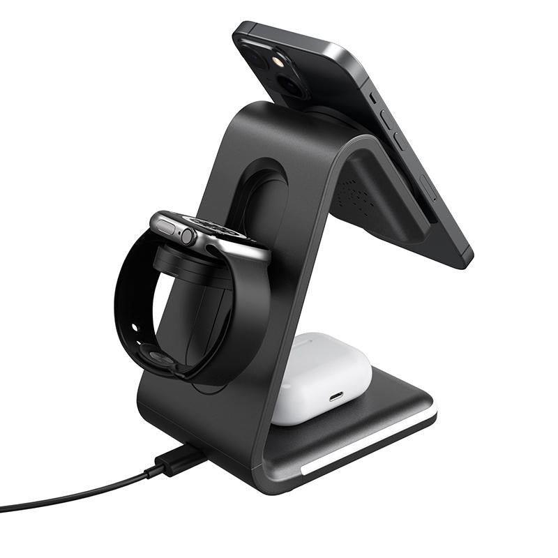 3 In 1 Magnetic Wireless Vertical Charger - Black