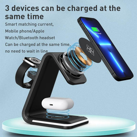 3 In 1 Magnetic Wireless Vertical Charger - Black