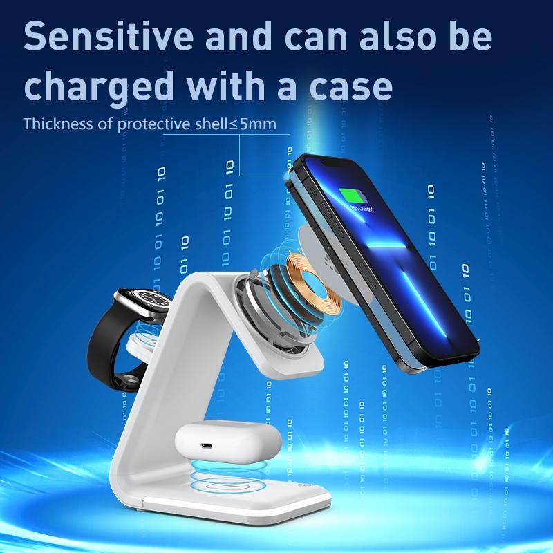 3 In 1 Magnetic Wireless Vertical Charger - Black