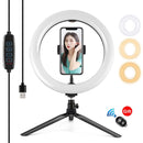 10.2 Led Ring Light With Tripod And Phone Clamp - 3 Modes Dual Colour Temperature Dimmable