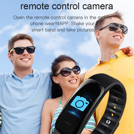 Smart Bracelet With Call Reminder Hr / Bp Monitoring Sleep / Sedentary Tracking And Remote Control - Black