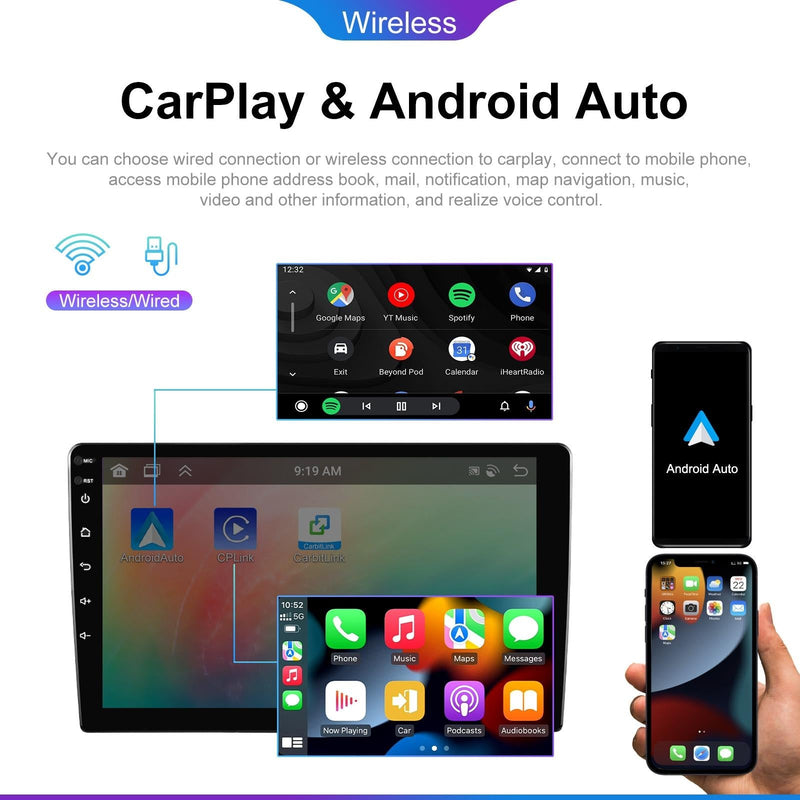 6 + 128G Android Car Bluetooth Player With Gps Navigation - Standard + Ahd Camera 10.1 Inch