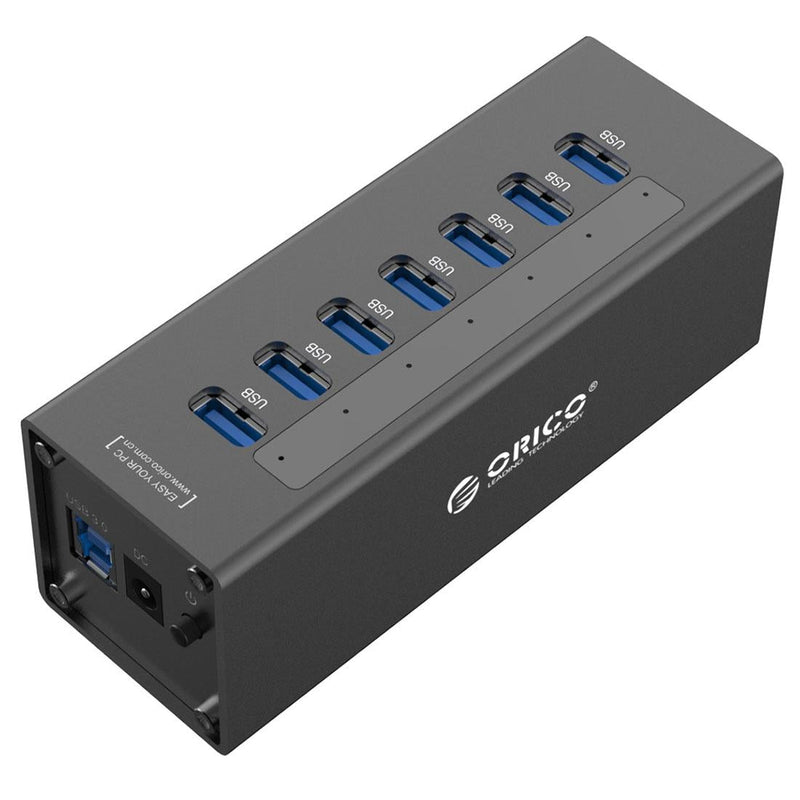 7-Port Aluminum Usb 3.0 Hub For Laptops - Black