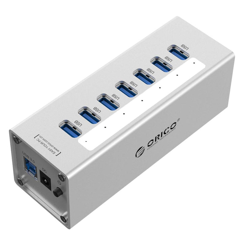 7-Port Aluminum Usb 3.0 Hub For Laptops - Black