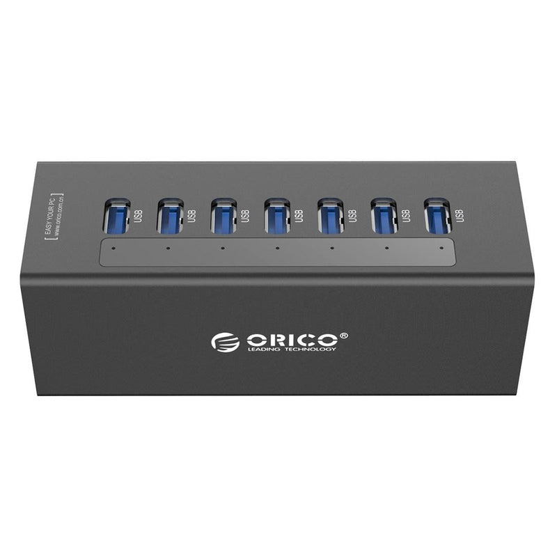 7-Port Aluminum Usb 3.0 Hub For Laptops - Black