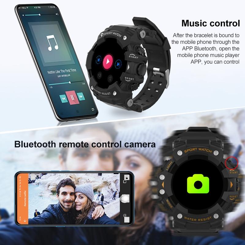 1.28 Inch Waterproof Smart Watch With Heart Rate & Blood Pressure Monitoring - Black