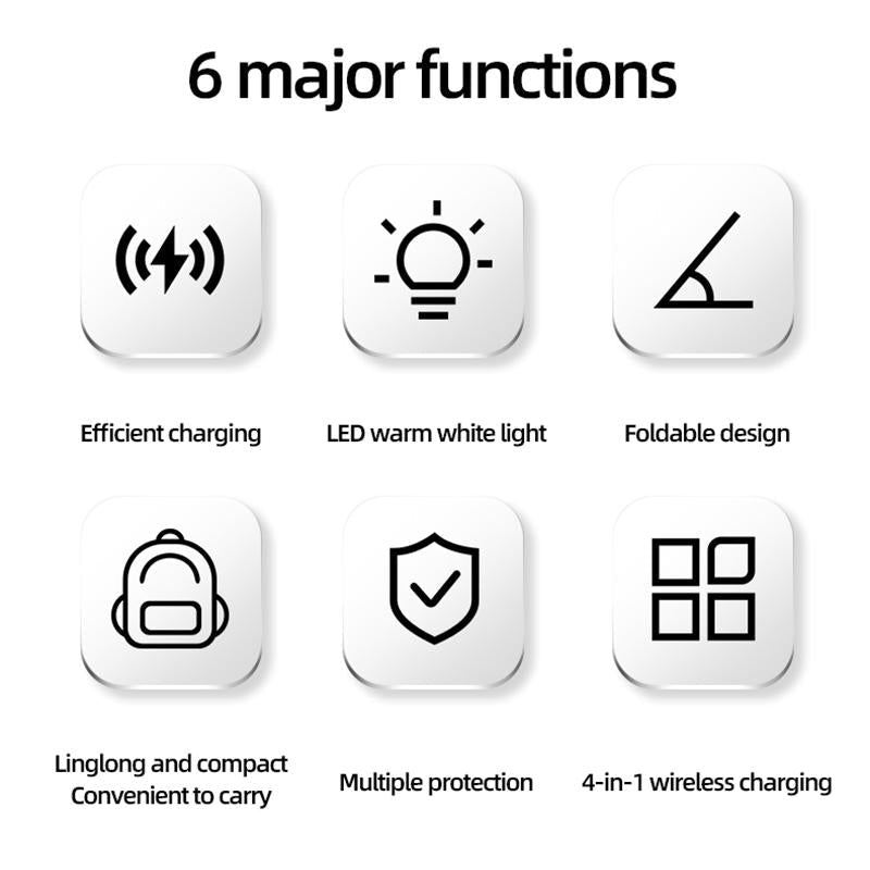 15W 4 In 1 Foldable Magnetic Wireless Charger - Black