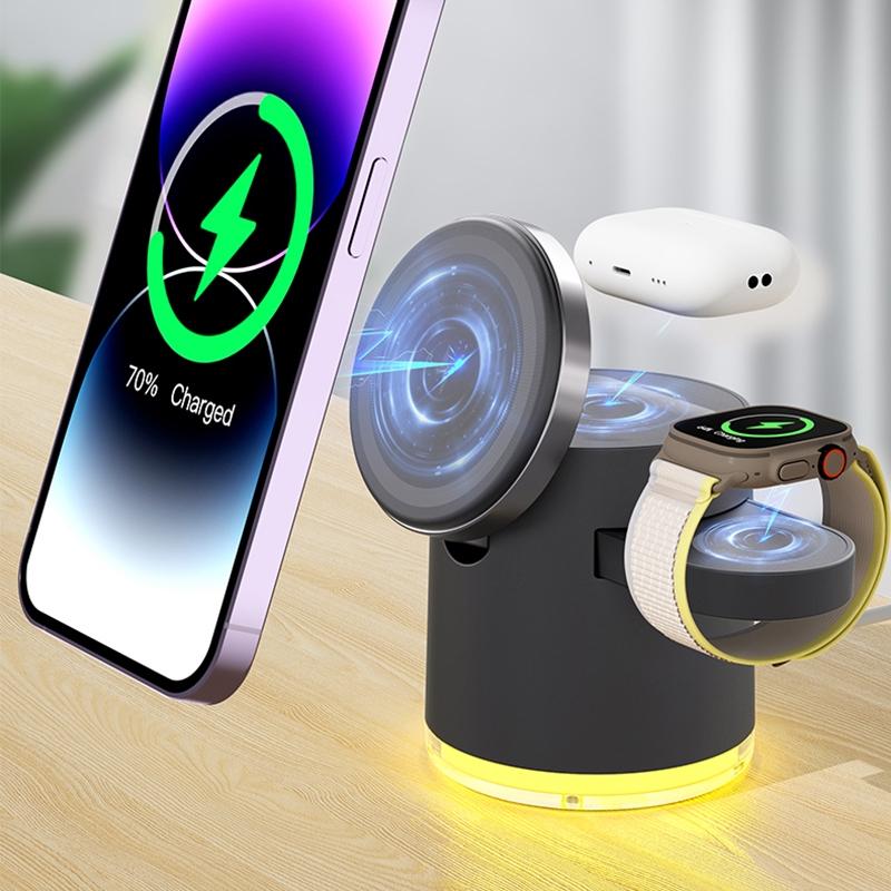 15W 4 In 1 Foldable Magnetic Wireless Charger - Black