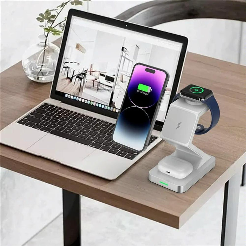 15W 3 In 1 Magnetic Wireless Charger For Iphone Watch Airpods - Black