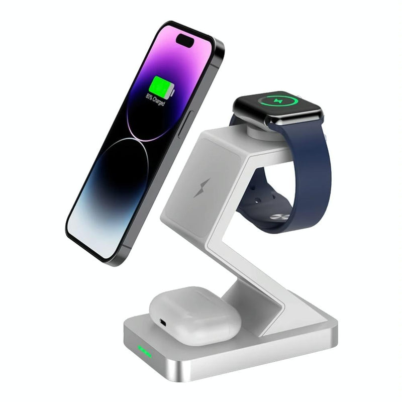15W 3 In 1 Magnetic Wireless Charger For Iphone Watch Airpods - Black