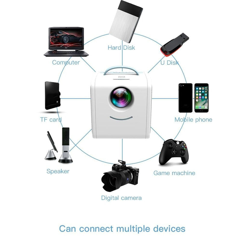 Portable Mini Projector For Kids - 1080P Led - Blue White