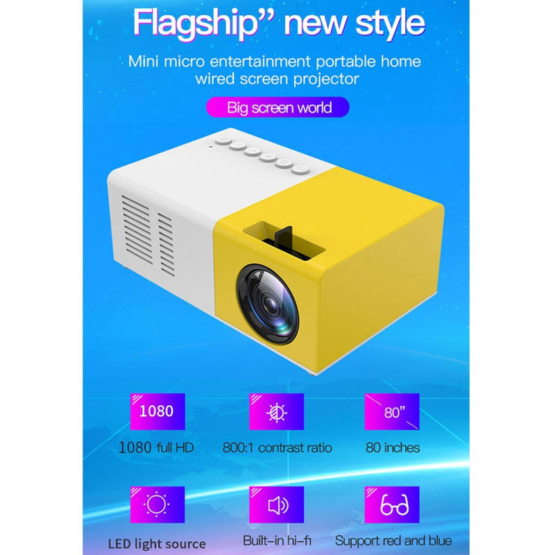 Portable Mini Led Home Theater Projector - 15 Ansi Lumens 1920X1080P - Black White