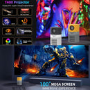 3000 Lumens Mini Projector With 100 Inch Screen - Black White