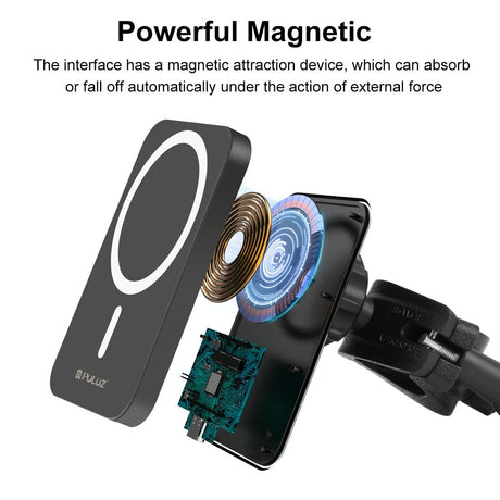 15W Magnetic Wireless Charger With Vlogging Phone Clamp - Black