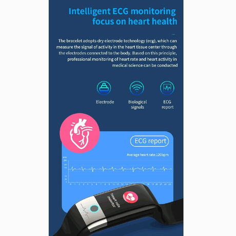 Smart Watch With Heart & Oxygen Monitoring Colour Screen Ip67 - Black