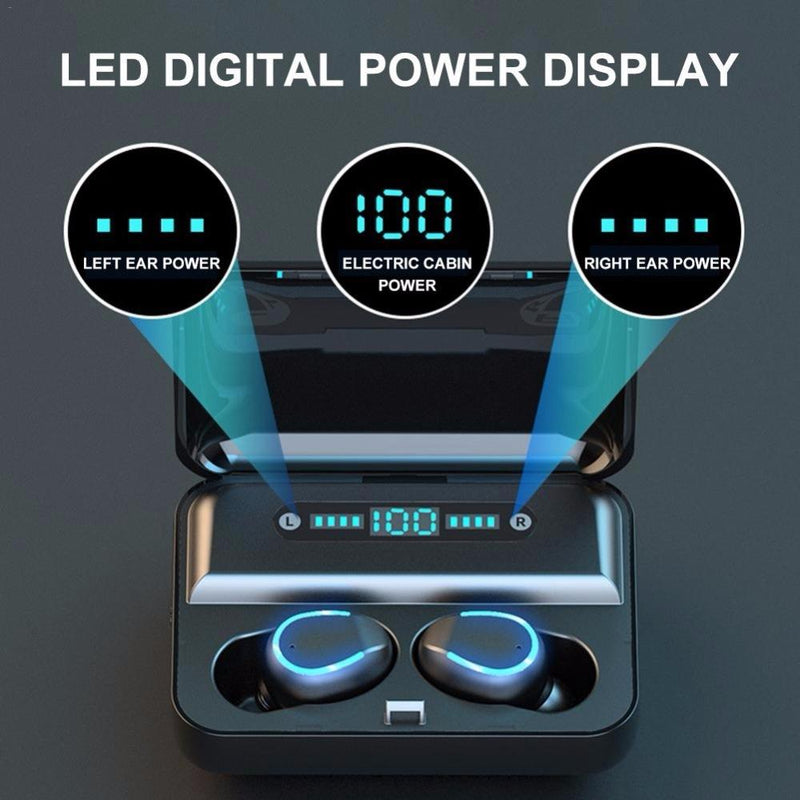 Intelligent Noise Cancelling Bluetooth Earphones with Touch Control and Charging Box - Black