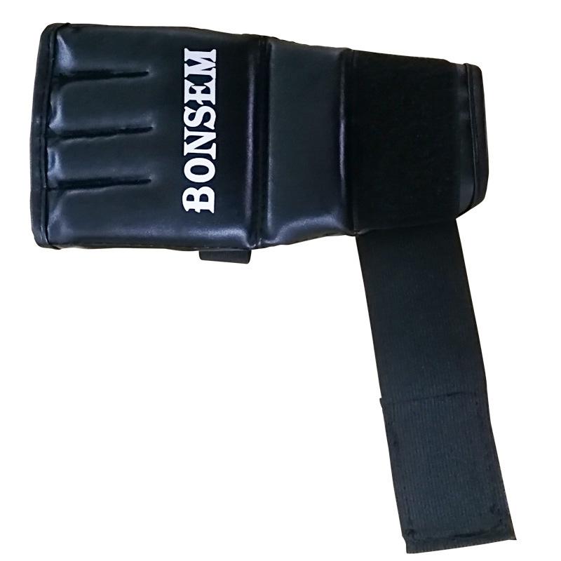 Adults Half-Finger Leather Boxing Gloves - Black