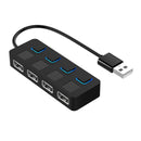 4-Port Usb 2.0 Hub With Switches - Black