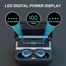 Touch Bluetooth Earphones with Noise Reduction & Breathing Light Digital Display and Charging Box - Black