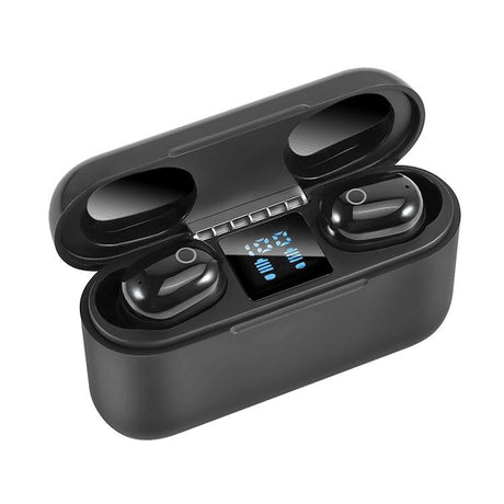 Wireless Bluetooth Headset with 2000mah Charging Case - Touch & Magnetic Charging - Black