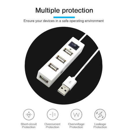 4-Port Usb 2.0 Hub With Switch - Black