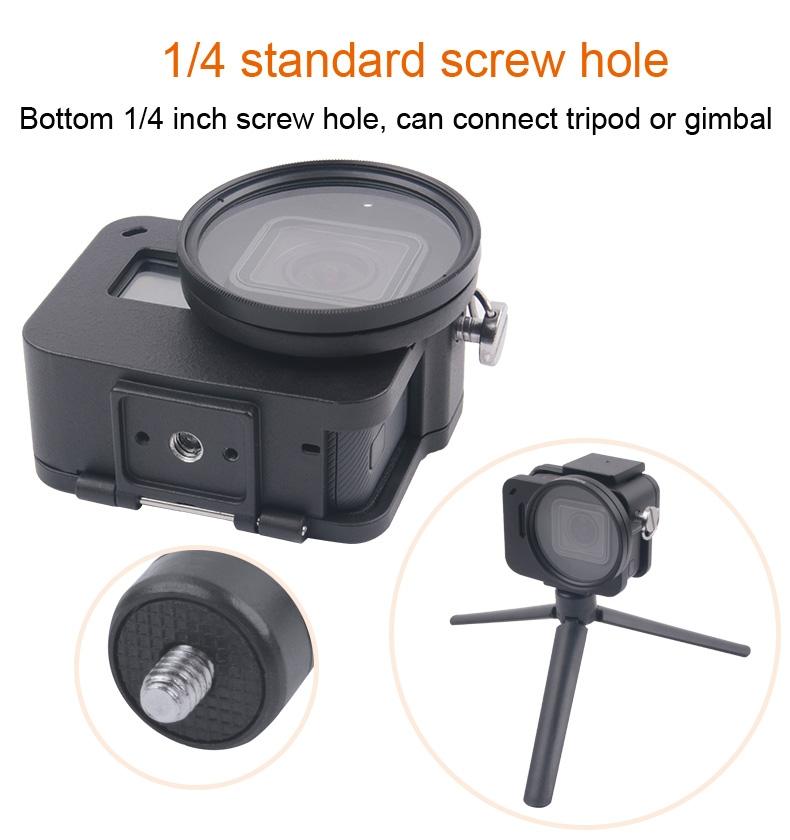 Aluminum Protective Cage With Insurance Frame And 52Mm Uv Lens For Gopro Hero7 / 6 / 5
