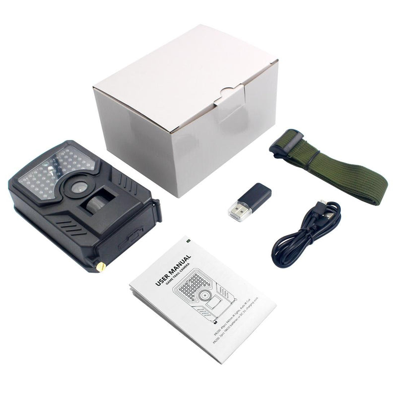 12Mp 1080P Hd Infrared Hunting Trail Camera With 120 Degree Wide Angle Lens And Ip56 Waterproof Design - Supports Tf Card Pir Distance 10-15M - Black