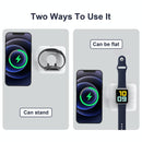 Foldable Dual Wireless Charger For Phones Iwatch Airpods - Black