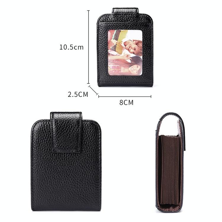 Women Vertical Cowhide Leather Rfid Wallet - Black