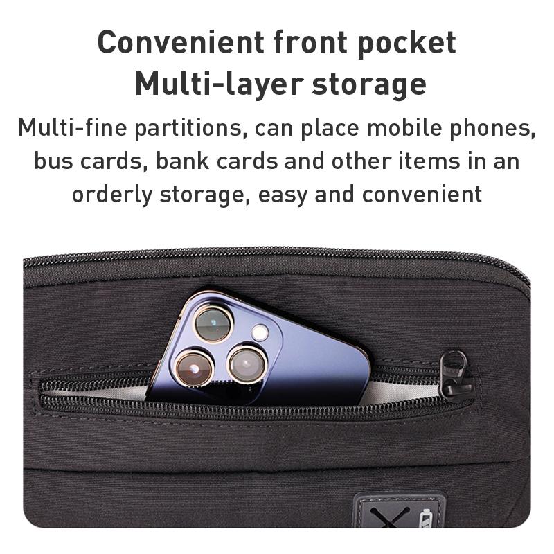 11 Inch Men Multifunctional Shoulder Bag Black