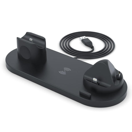 6 In 1 Wireless Charger For Iphone Apple Watch Airpods & Android - Black