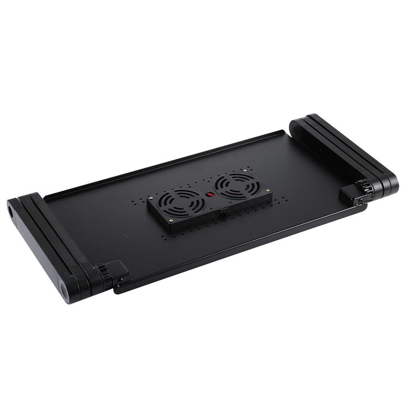 Adjustable Foldable Laptop Stand with Fans & Mouse Pad - Portable Aluminum - Black