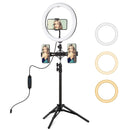 11.8 Led Ring Light Kit with Tripod & Dual Phone Brackets - 3 Modes Dual Colour Temperature Curved Surface Type-c - Black