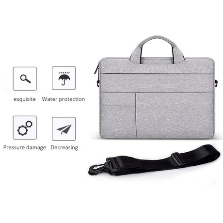 13.3 Inch Portable Laptop Shoulder Bag - Oxford Cloth & Nylon - Hemp Gray