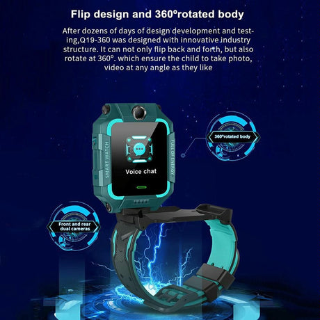1.44 Inch 360-Degree Rotating Positioning Camera Smart Waterproof Children Calling Watch - Blue