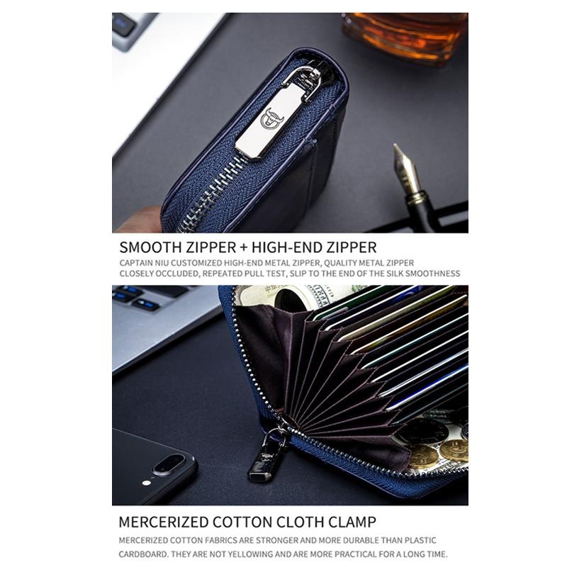 Men'S Leather Card Holder Casual Driver License Wallet - Dark Blue