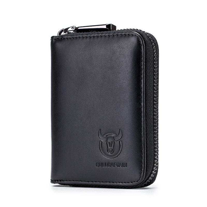 Men'S Leather Card Holder Casual Driver License Wallet - Dark Blue