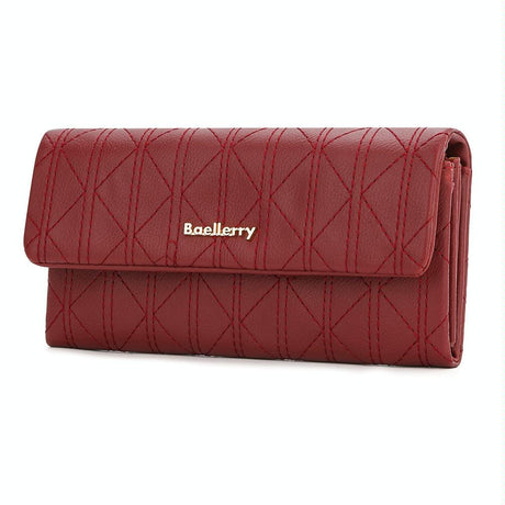 Large Capacity Magnetic Clutch Wallet for Women - Maroon Red