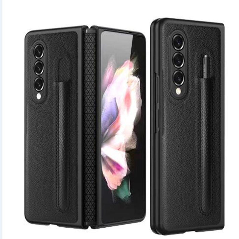 For Samsung Galaxy Z Fold4 5G Litchi Texture Hinge Case - Brown