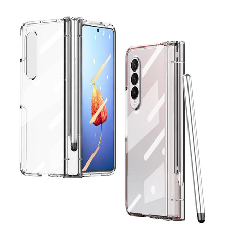 For Samsung Galaxy Z Fold4 5G Case With Pen Slot - Electroplated Full Body - Silver