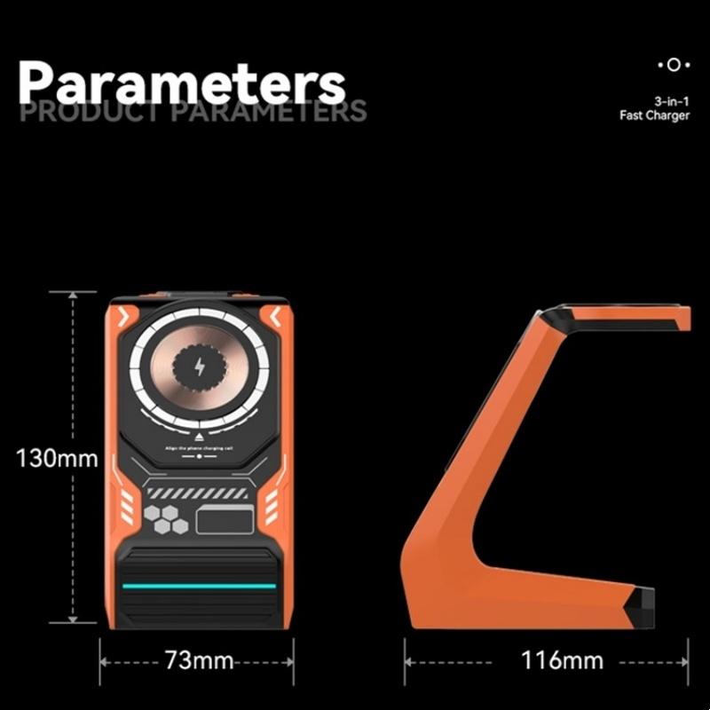 3 In 1 Wireless Charger For Mobile Phone And Earphones - Grey